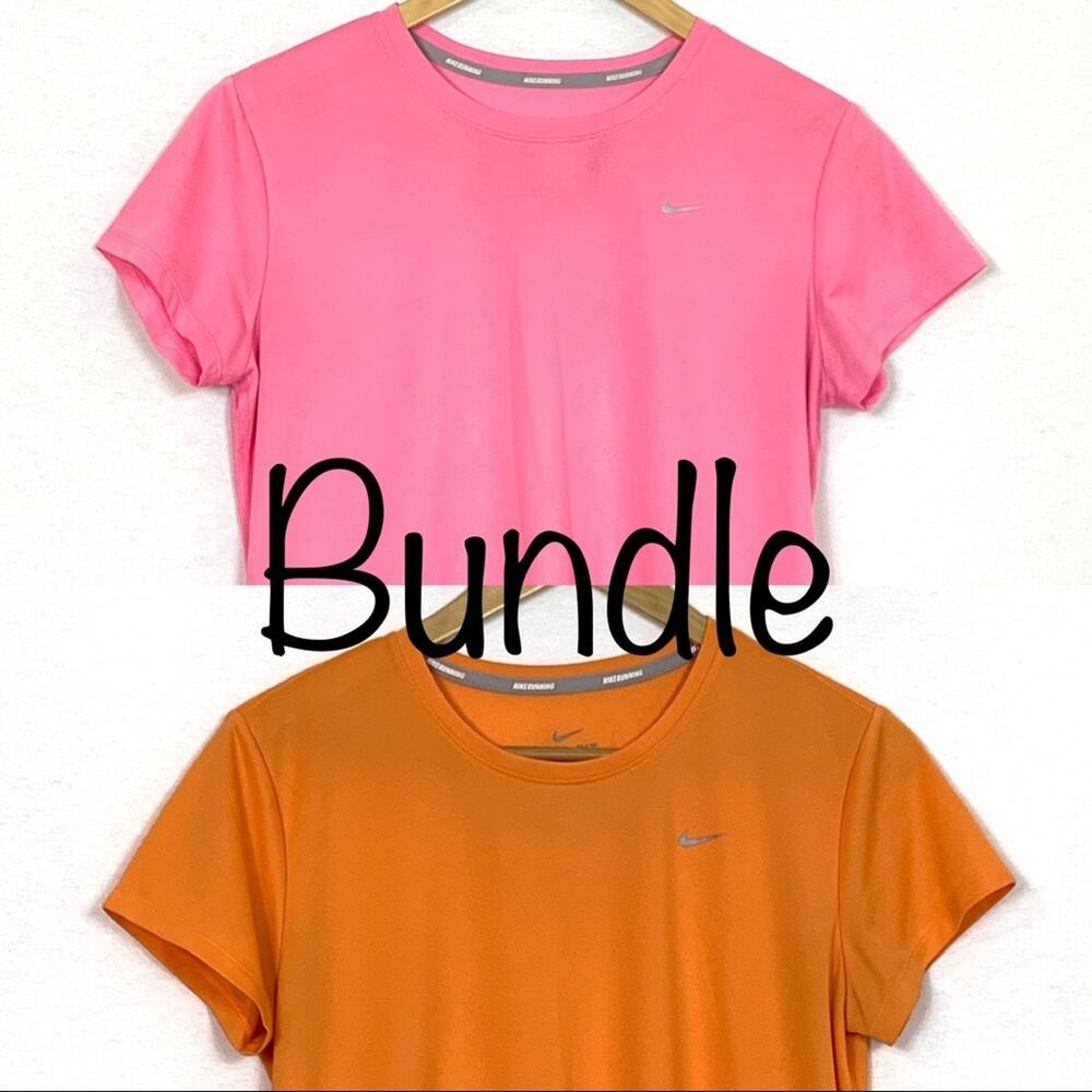 Nike Running Dri-FIT Challenger T-shirt Orange Pink Bundle Large